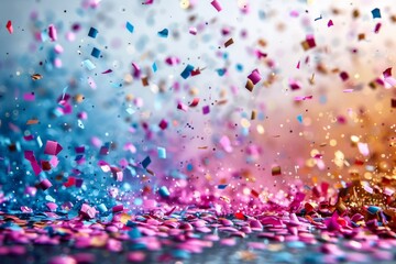 Poster - An image showcasing a spectacular burst of multicolored confetti, highlighting a joyous celebration or festive occasion