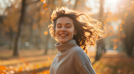 A woman runner running and jogging in a park. Active lifestyle, training for endurance