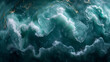 A dark green background with a marble texture,
Ocean waves as seen from above Background of blue water Stunning color picture
