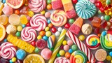 カラフルなお菓子やキャンディーの詰め合わせ