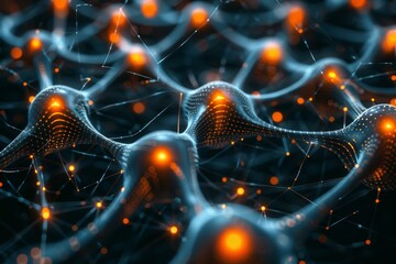 Poster - A detailed representation of a complex network with glowing nodes and connections symbolizing advanced digital technology