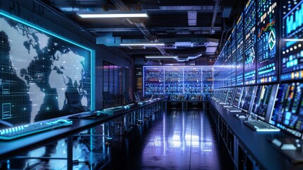Poster - Tech Room Filled With Computer Screens