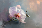 Fototapeta Kwiaty - Delicately rendered digital painting of an exotic orchid in full bloom, highlighted by soft, natural lighting, exuding elegance.