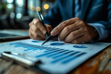 Poster - An investment banker structuring and underwriting securities offerings for corporate clients, raising capital in capital markets. Concept of investment banking services. Generative Ai.