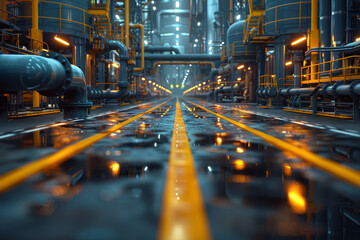 Poster - an industrial enterprise driving manufacturing processes and supply chain management. concept of ind