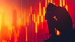 © Naret - Abstract silhouette of a descending line graph representing a fall in gold prices, set against a soft gradient background, text space