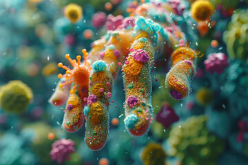 Poster - an illustration of the microbial ecosystem within the human body, highlighting the balance between b