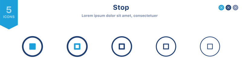 Leinwandbilder - stop video icon button - pause icon sign - start record icon for media player app and for video streaming app