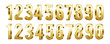 3D Golden numbers set, isolated on a white background. 