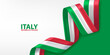 Italy ribbon flag. Bent waving ribbon in colors of the Italian national flag. National flag background design.