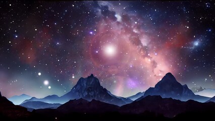 Wall Mural - milky way night sky in the mountains. a surreal spiritual landscape