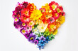 Colorful rainbow heart made by flowers isolated on white background. LGBTQ, pride month concept.  Comic style illustration.