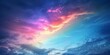 Vibrant twilight sky with pink and blue hues, wispy clouds, serene sunset mood, ideal for background or wallpaper. Copy space.