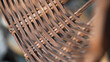 Close-up of woven wicker basket. Basket made of bamboo