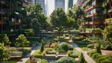 Communities Working Together Creating Green Spaces, Urban Gardens , Emphasizing Collaboration And Environmental Stewardship. Generative Ai Content Hyper Realistic 