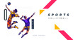 design with the concept of the national sport of volleyball. colored silhouettes of volleyball athletes. for banners celebrating national and international sports days.