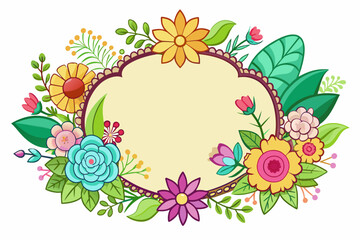 Sticker - Charming cartoon frames adorned with vibrant flowers grace a pure white background.