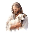 Jesus Christ with lamb isolated on white background. Watercolor illustration.