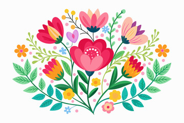 Sticker - A delightful and charming bouquet of vibrant flowers rests upon a pristine white background.