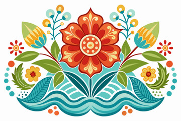 Sticker - Retro charming floral design on a white background