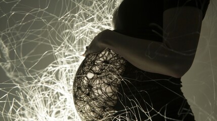The intricate web of s on a pregnant belly showcasing the new life growing within and the inheritable traits passed down through generations. .