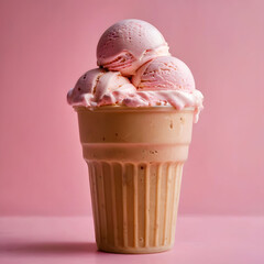 Wall Mural - strawberry ice cream in transparent container