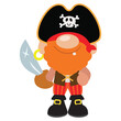 Funny pirate captain  gnome  vector cartoon illustration