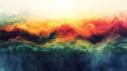 Poster - Harmonious Transformation: Abstract Sound Waves in Serene Setting