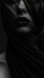 closeup woman veil covering face wrapped black scarf incubus alluring lips deep shadows grey matter saint singularities wonderful shading promotional