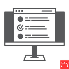 Poster - Online testing glyph icon, learning and online education, examination vector icon, vector graphics, editable stroke solid sign, eps 10.