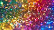 Sparkling abstract glitter in rainbow hues, representing excitement and party vibes. 