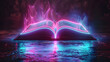 An abstract open book with colorful neon effects, created in a modern low-poly style. It can be used for educational or creative design purposes
