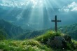 Cross on a solemn mount, kissed by the hallowed sun rays