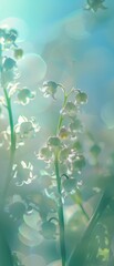 white flowers growing grass backlighting bells radiate connection microscopic precious gems grieving luminous design spring airy bloomy