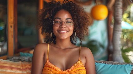 Wall Mural - Body positive young woman celebrating her natural body and beauty