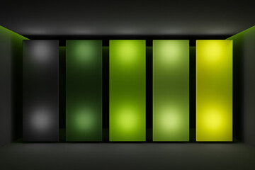 Fototapete - 3D illustration of neon rectangular frames on a black background. rectangle for design