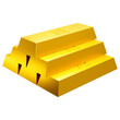 Gold bars stack 3d render. gold investing.