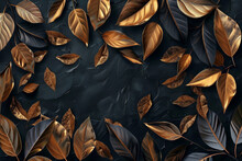 A Luxurious Background With A Pattern Of Golden Leaves Against A Black Velvet Backdrop, Creating An Abstract Design That Exudes Opulence And Grandeur