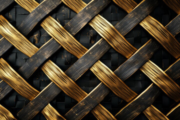 Poster - A luxurious background with a pattern of golden lines crisscrossing against a black backdrop, creating an abstract design that is both modern and opulent.
