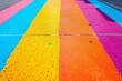 Colorful painted pedestrian crossing in vibrant hues