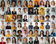 © Surachetsh - composite portrait featuring headshots of diverse women of all ages, genders, and ethnicities against a white gray and colorful flat background, celebrating inclusivity and diversity.