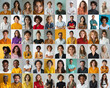 © Surachetsh - composite portrait featuring headshots of diverse women of all ages, genders, and ethnicities against a white gray and colorful flat background, celebrating inclusivity and diversity.