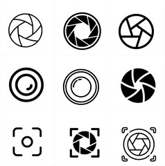 lens icons set. vector. editable