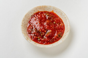 Poster - tomato sauce on the white background