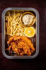 Canvas Print - french fries with fried chicken