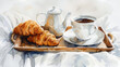 Croissant and Coffee, A French Breakfast Delight.