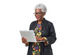 Senior Black Woman Using Laptop Happily