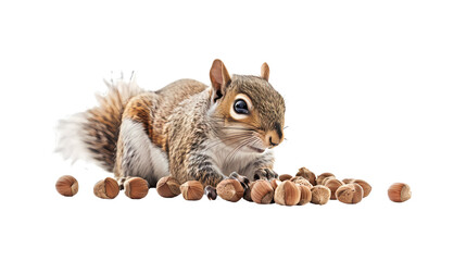 Wall Mural - squirrel with nut isolated on white background