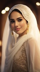 Canvas Print - Portrait of a beautiful happy arab bride