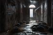 Abandoned Farmhouse Littered with Eerie Critter Corpses,Grim and Cinematic Scene